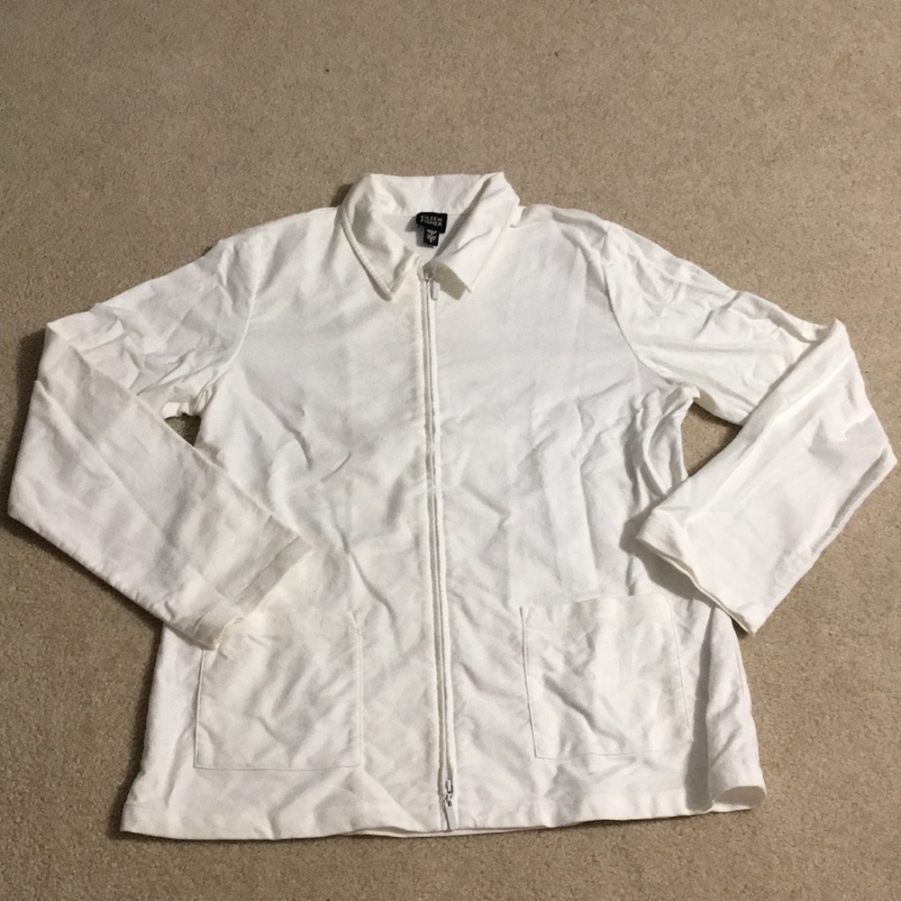 Eileen Fisher White Zippered Jacket